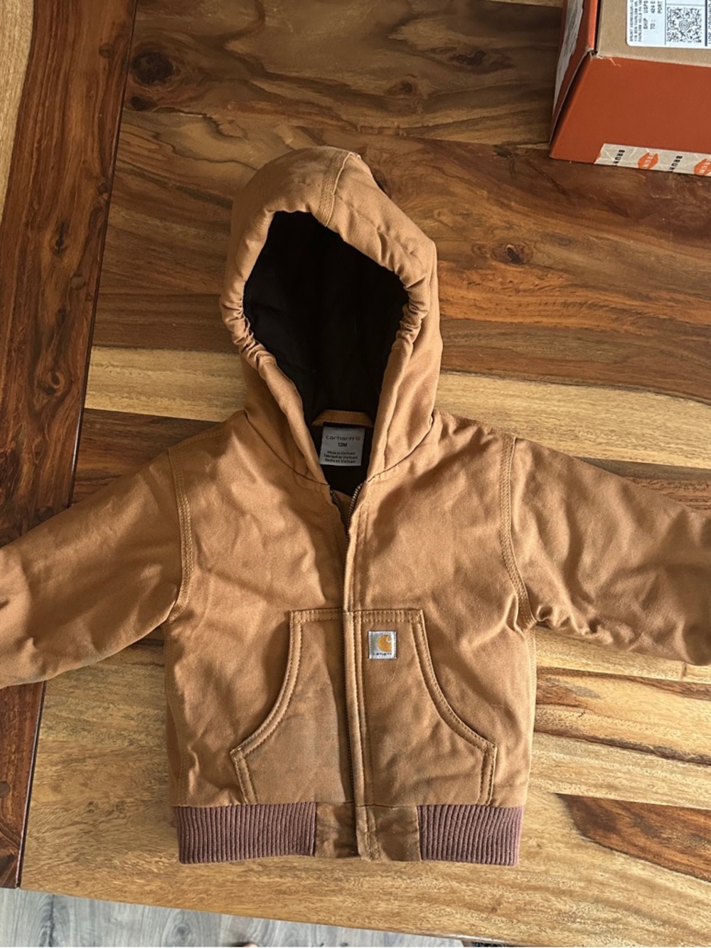 Carhartt Kids Hooded Puffer Jacket in Brown
